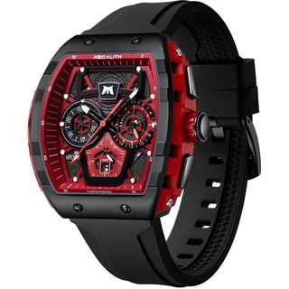 MEGALITH Herrenuhr Groß Militär Sportlich Chronographen Armbanduhr Herren Schwarz Rubber Wasserdicht Analog Quarz Uhr Herren Lässig Designer Uhren fur Männer Datum Leuchtend Geschenke für Männer