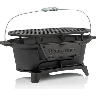 BBQ-Toro Gusseisen Grilltopf mit Grillrost | 50 x 25 x 23 cm | Hibachi Style Holzkohle Campinggrill - Schwarz