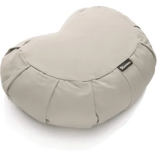 BODYMATE Halbmond Yogakissen 42cm lang 30cm breit und 15cm hoch Leinen-Grau hell mit Buchweizen-Spelz Füllung – Maschinenwaschbarer Bezug aus 100% extra Dicker Baumwolle – Meditationskissen