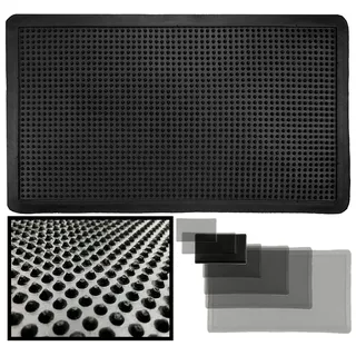 LucaHome Fußmatte für den Eingangsbereich, 35 x 60 cm, Gummi mit rutschfesten Noppen, außen für Regen, leicht zu reinigen, Schwarz