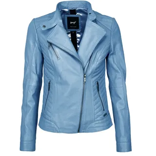 Kurzjacke MAZE "Lederjacke Sally", Damen, Gr. XL, blau (light blau), Obermaterial: 100% Lammleder LEL. Futter: 100% Polyester PES., Jacken Kurzjacke