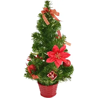 Baum geschmückt mit roten Ponsetien 45 cm - Rot, Gold