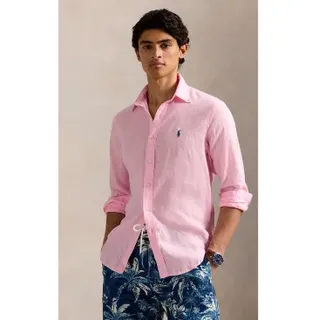 Polo Ralph Lauren für Herren. 710966294009 Maßgeschneidertes Leinenhemd rosa (XL), Lässig, Langarm