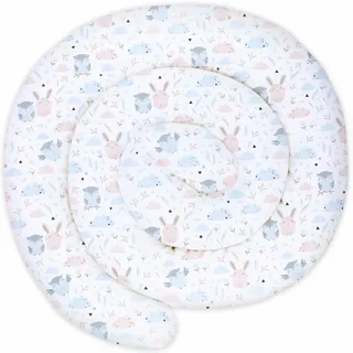 Totsy Baby XXL Bettschlange Bettkissen Stillkissen Bettrolle Bettkantenschutz Zierkissen Bettumrandung Schlange XL Handmade Hellgrau mit Eulen 150 cm Oeko-Tex-Zertifikat