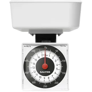 SALTER 022 WHDR Mechanische Küchenwaage analog, Diät Waage, Max Traglast 5kg, Wiegen in 5g Schritten, Präzise Portionierung, Waage kann in Schale verstaut werden, Kompakt und gut transportierbar'
