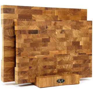 B4K 2er Set Hackblock aus Eiche Stirnholz, 43x33cm & 37x27cm