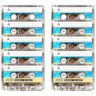 KUWUNG 10 Stück Audio Kassetten Leer, Rauscharm Audiokassetten, 60 Minuten Musikkassette mit Transparenter Kunststoff-Kassettenbandhülle für Vorlesungen Seminare Alltägliche Aufnahmen