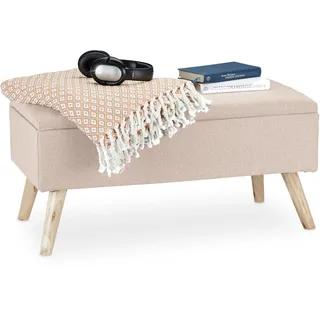 Relaxdays Truhenbank Gepolstert Beige 79,5 x 39,5 x 39,5 cm