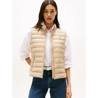 Steppweste TOMMY HILFIGER "UL DOWN REG MOCK NK VEST", Damen, Gr. XL (42), beige, Web, Obermaterial: 100% Polyamid, unifarben, regular fit normal, Westen Steppweste