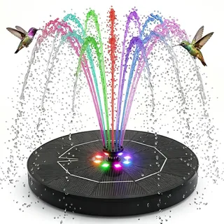 Solar Springbrunnen, Solar Teichpumpe mit 7 Effekte Solar Wasserpumpe mit 2000mAh Akku Solar schwimmender Fontäne Pumpe für Gartenteich Oder Bunten Lichter Springbrunnen Vogel-Bad Fisch-Behälter