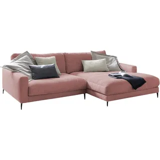 KAWOLA Ecksofa CARA Sofa Recamiere rechts Cord rosa - Rosa