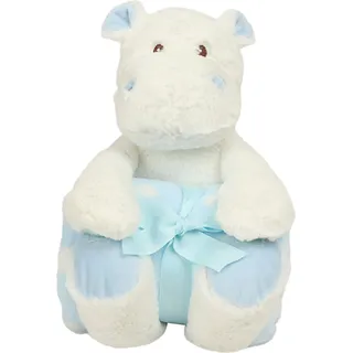Mumbles MM606 | Hippo with Blanket, Decke: 70 x 90 cm - Farbe: White/Blue - Größe: One Size - Weiß