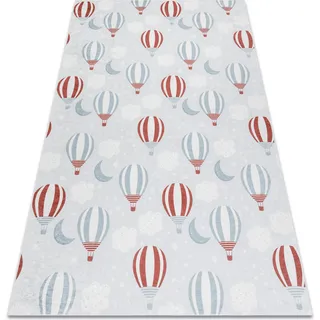 BAMBINO 1349 Waschteppich Luftballons, Wolken für Kinder Anti-Rutsch - grau Grau 140x190 cm - Grau