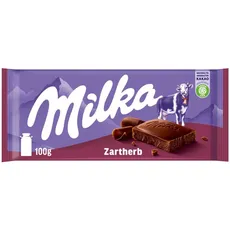 Milka Zartherb 1 x 100g I Alpenmilch-Schokolade I Zartbitter-Schokolade I Milka Schokolade aus 100% Alpenmilch I Tafelschokolade