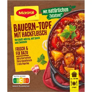 MAGGI Fix für Bauern-Topf mit Hackfleisch, Würzmischung, mit natürlichen Zutaten*, für 2 Portionen, 10er Pack (1 x 39g)