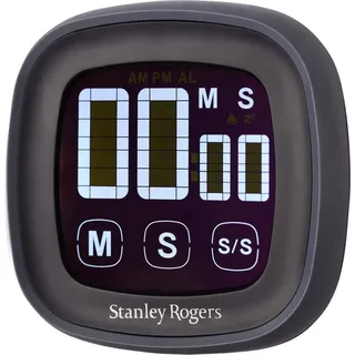 Stanley Rogers LED-Touch-Kurzzeitwecker, Timer mit beleuchtetem LED Touch Display, magnetischer Küchenwecker, digitaler Küchentimer (Farbe: Schwarz/Grau) - Grau