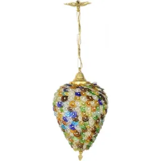 Casa Padrino Barock Decken Hängeleuchte Bunt 20 x H 50 cm - Glas Leuchte