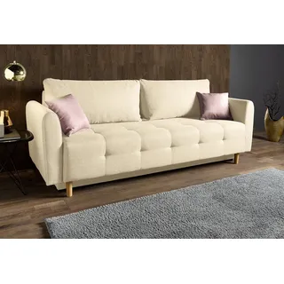 Home affaire Schlafsofa »Nordic« inklusive Bettkasten und Zierkissen, beige