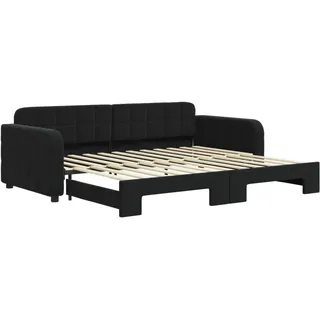 vidaXL Tagesbett Ausziehbar Schwarz 90x200 cm Samt - Schwarz