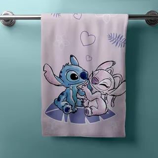 Jerry Fabrics Disney Lilo und Stitch Strand Sport Badezimmer Handtuch aus Baumwolle für Kinder Rosa