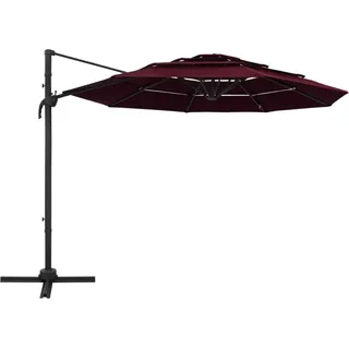 vidaXL Sonnenschirm mit Aluminium-Mast 4-lagig Bordeauxrot 3x3 m - Rot