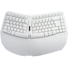 Perixx PERIBOARD-413W ES Ergonomische kompakte Geteilte USB-Tastatur, kabelgebunden, 40 x 27,5 x 5,5 cm, TKL-Design, Weiß