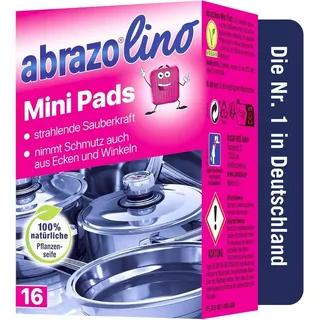 abrazo Minis - 16 Reinigungskissen für Töpfe, Grill, Backofen, handlicher Spülschwamm mit Veganer Pflanzenseife, Küchenschwamm, Reinigungsschwamm