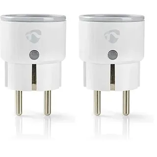 Nedis SmartLife Smart Plug SmartLife Smart Plug | Wi-Fi | Power Meter | 2500 W | Schuko/Typ F (CEE 7/7) | -10-40 °C | AndroidTM & iOS | White White, WIFIP110FWT, weiss (Packung mit 2)