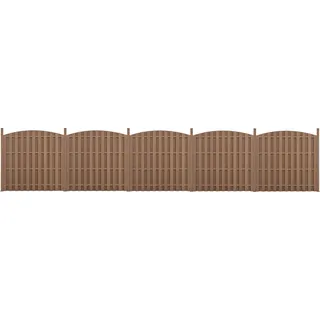 WPC Gartenzaun Sichtschutzzaun Windschutz Lamellenzaun Zaun 932x(165-185)cm Rund - Braun