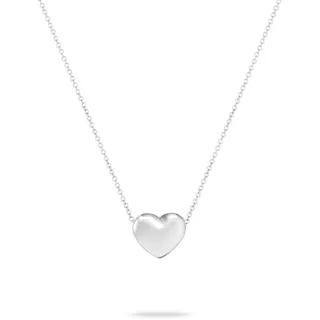 Echtzeit Halskette Puffy Heart - 45 cm, silber - verstellbare Kette aus Edelstahl mit romantischem Herzanhänger - wasserfester & hautfreundlicher Schmuck für Damen