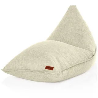 Green Bean Sitzsack Triangle 150x100x100cm mit EPS-Perlen Füllung - Kuschelig Weich Waschbar - Drinnen Stoff Bodenkissen Liegekissen Sitzkissen - Beige,