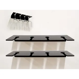 WANLIAN Weinglashalter, Acrylglashalter (2 Stück), Wandweinglashalter, zur Aufbewahrung und Aufbewahrung von Weinglas (Schwarz)