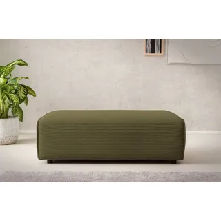 LeGer Home by Lena Gercke Hocker »PIARA, Polsterhocker mit Kedernaht in Cord oder Leinenoptik«, zur Serie PIARA, rechteckig, schwarze Füße, bequemer Sitzkomfort, grün