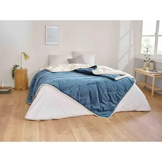 Toison d'or Denali Bettdecke, 220 cm x 240 cm, Pfau, Blau