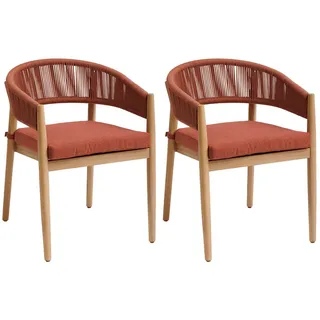Hespéride - Set mit 2 Gartensesseln Tevio Ziegelstein – Aluminium rostfrei, Akazie, verfärbt Nicht – Möbel für den Außenbereich, Terrasse, Balkon