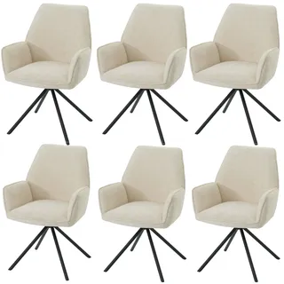 Mendler Esszimmerstuhl HWC-G67 Chenille creme/Weiß 6er Set