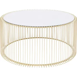 Kare Design Couchtisch Wire Uno, Brass, 80cm Durchmesser, Beistelltisch,Wohnzimmertisch, Stahl Gestell, Glas Tischplatte, rund, 41x80x80 cm (H/B/T)