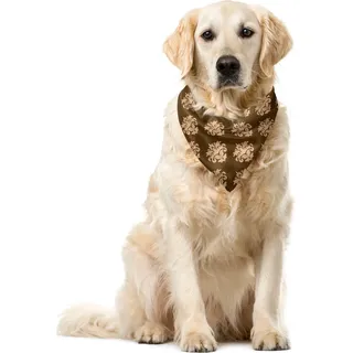 ABAKUHAUS Damast Haustier Bandana, Retro antike Motive, 40x40 cm, Weiß und Schwarz - Weiß