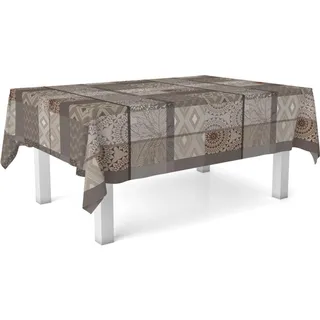 ECOMMERC3 Wachstuchtischdecke abwaschbar quadratisch 140x140 cm Pompe Braun | Für den Tisch mit 140 x 140 cm, abwaschbar, ohne Waschmaschine und Bügeleisen, 90 % PVC und 10 % Polypropylen
