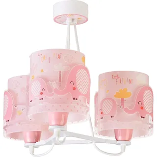 Dalber Lampe kinderzimmer, kinderlampe Pendelleuchte Hängelampe, Deckenleuchte Kinder, Deckenlampe kinderzimmer 3 Lichter Little Elephant Elefant Tiere Rose, 61337S, E27