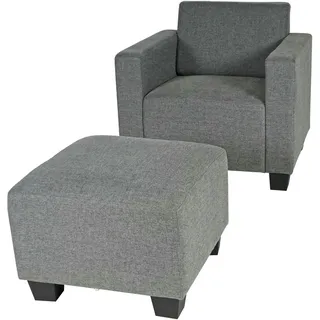 Mendler Modular Sessel Loungesessel mit Ottomane Lyon, Stoff/Textil ~ grau