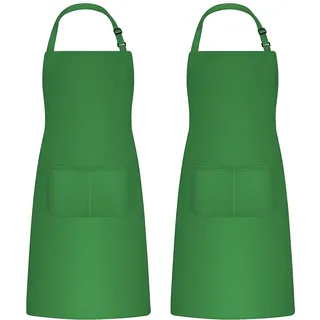 Catime 2 STK Kochschürze für Männer Damen, Backschürze mit 2 Taschen für Küche, Malerschürze Erwachsene Latzschürzen Apron Einstellbar für Gartenarbeit