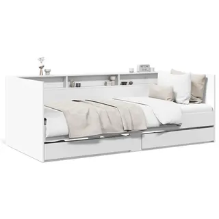 vidaXL Tagesbett Mit Schubladen Ohne Matratze Weiss 90/200 Cm , Hellgrau , Holzwerkstoff , 90x200 cm , Schlafzimmer, Betten