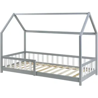 [en.casa] Hausbett Hesel 90 x 200 cm Kiefer grau grau