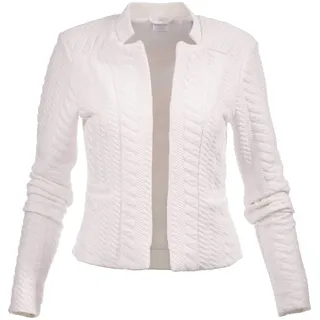 Jackenblazer MADELEINE "Jacke Kurzer Jerseyblazer", Damen, Gr. 46, weiß (wollweiß), Obermaterial: 83% Polyester PES. 14% Viskose CV. 3% Elasthan EL., Modern, normal, Blazer Jackenblazer