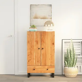 vidaXL Highboard mit Schublade 60x33x100 cm Massivholz Akazie & Eisen - Braun