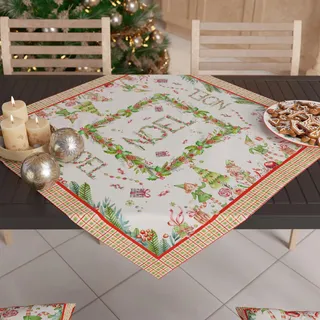 PETTI Artigiani Italiani - Weihnachts-Tischläufer, Tischläufer für Weihnachten, Tischläufer 90 x 90 cm, Tischläufer Noel, 100 % Made in Itay