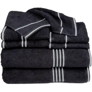 Lavish Home Rio Handtuch-Set, 100% Baumwolle, Schwarz, Größe M