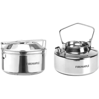 Fire-Maple Antarcti Edelstahl Camping Wasserkessel & Kochtopf Set 1,0 L – Outdoor Teekessel und Kochtopf für Herd und Lagerfeuer Tragbares Bushcraft Kochset für Camping, Angeln & Backpacking