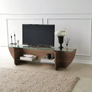 HANAH Home Lily TV-Lowboard 158 cm Braun/Glas
